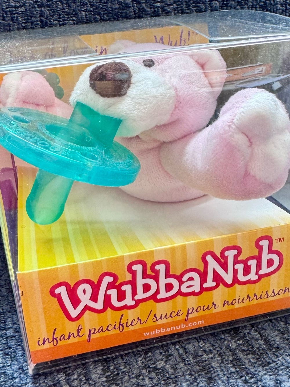 WubbaNub Pink Bear Baby Pacifier Plush NWT